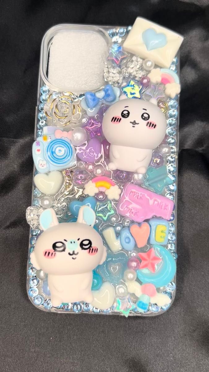 オーダー可能 ちいかわ モモンガ デコ電 iPhoneケース