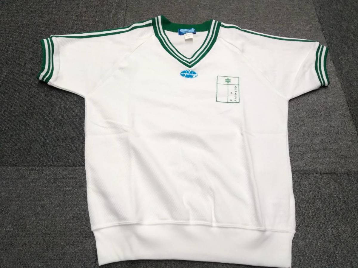  new goods short sleeves size 150 white × green *Sneed* short sleeves tore shirt * gym uniform * motion put on * training wear * sport wear *②