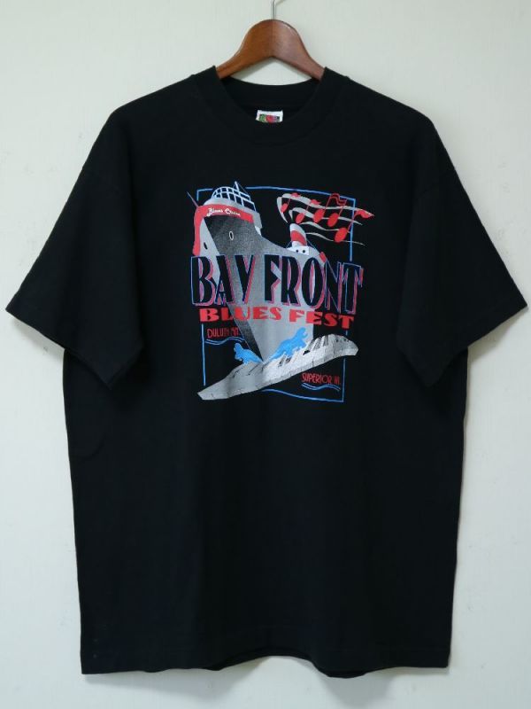 90s ビンテージ USA製生地 BAY FRONT ブルース フェス Tシャツ US-XL ビッグ サイズ / ジャズ バンド ミュージック_画像2