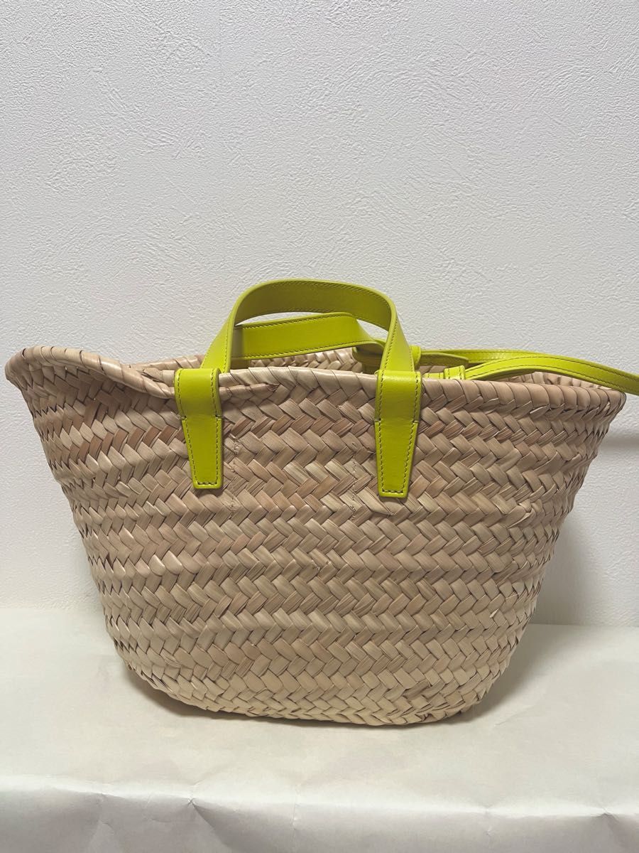 希少■CELINE セリーヌ バケツ ロング ストラップ バッグ Yellow 新品未使用 CELINE セリーヌ かごバッグ 2way イエロー 希少