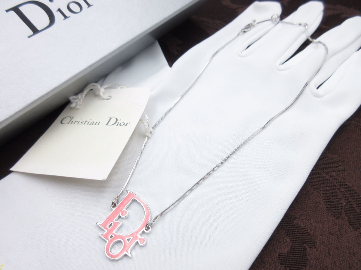 【新品同様】タグ &フィルム付き Christian Dior ネックレス ロゴ クリスチャン ディオール ヴィンテージ アクセサリー ej-3-50(_1)