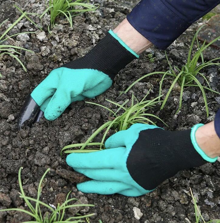 ガーデンゴム手袋　園芸　掘削　植栽作業手袋　爪付き手袋　新品未使用_画像2