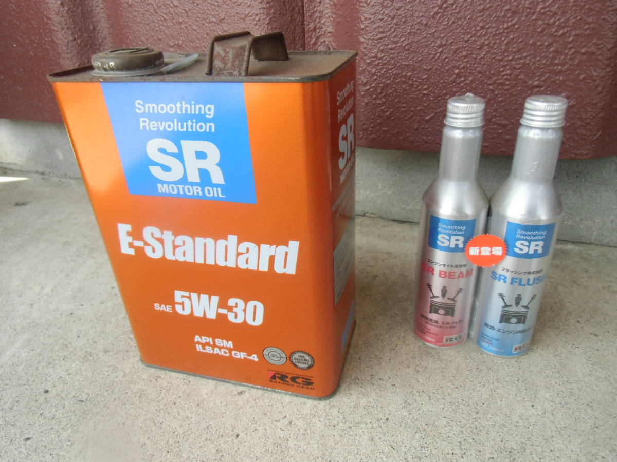 特価 RGエ ンジンオイル SAE 5W-30 4リッター缶 フラッシング剤 SR-FLUSH 添加剤 SR-BEAM ＳＥＴ_画像1