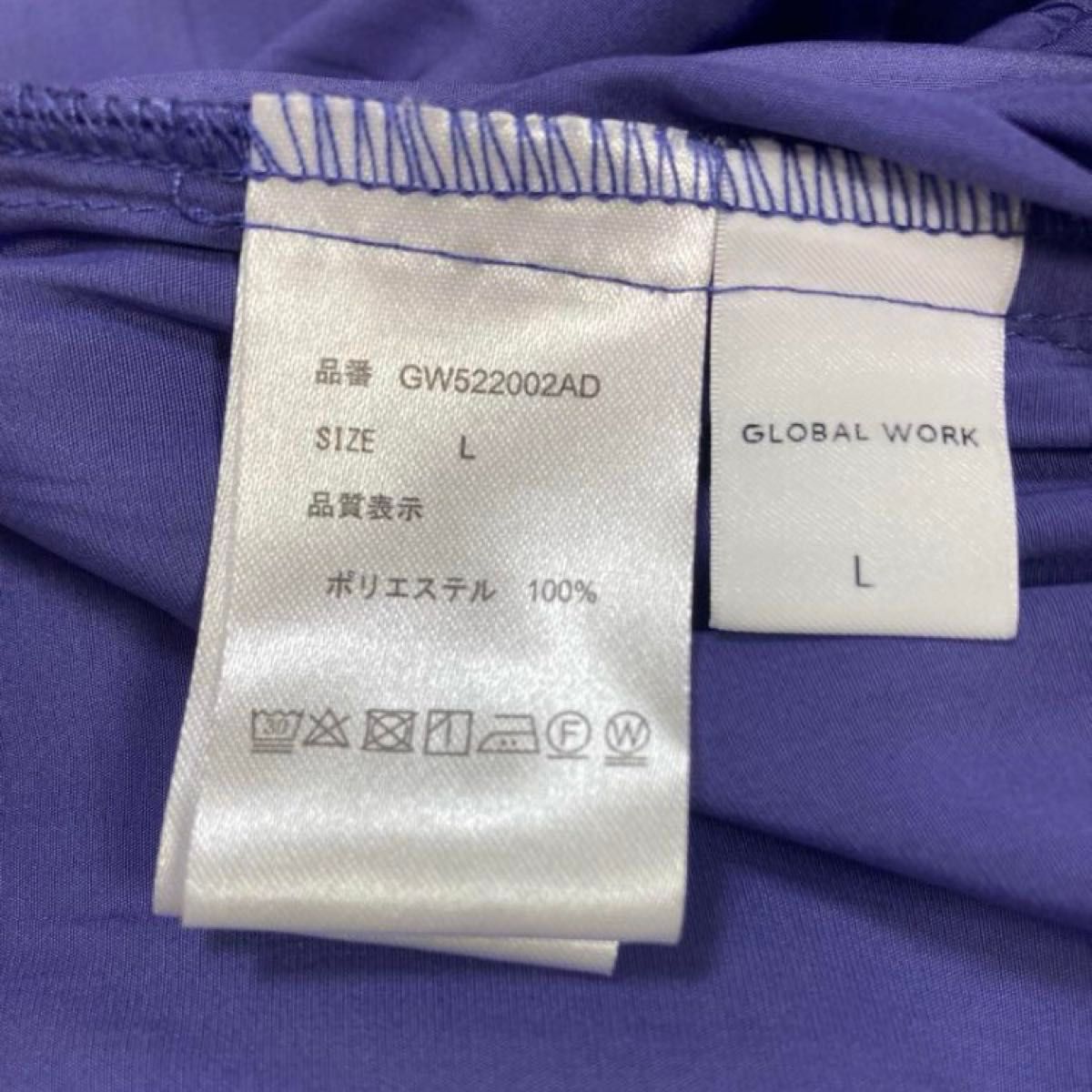 極美品 GLOBAL WORK さらさらサテンフレア ワイドパンツ　パープル　L