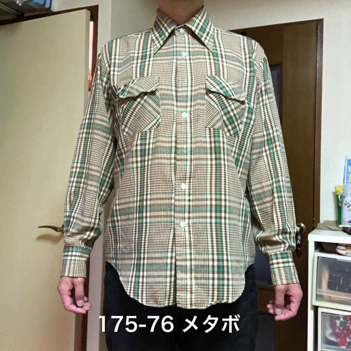 XL相当！JC penney(ジェーシーペニー)古着長袖チェックシャツ 薄手ポリ65% チェック柄 長袖シャツ