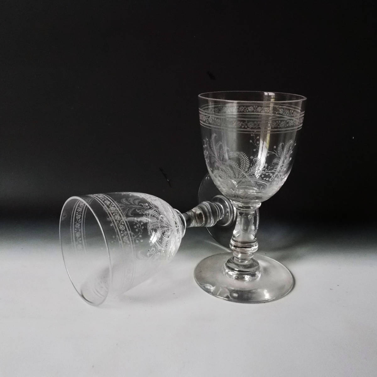 新作モデル アンティークバカラ　フジェール (シダ）グラスS２客　美品 オールドバカラ Baccarat クリスタルガラス