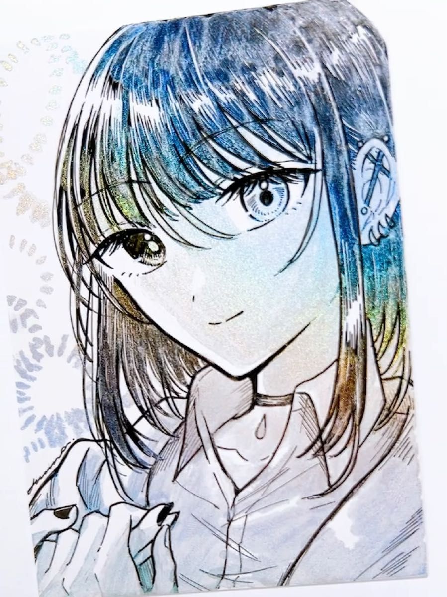 手描きイラスト オリジナル 創作 原画 ドローイング ペン画 オッドアイ