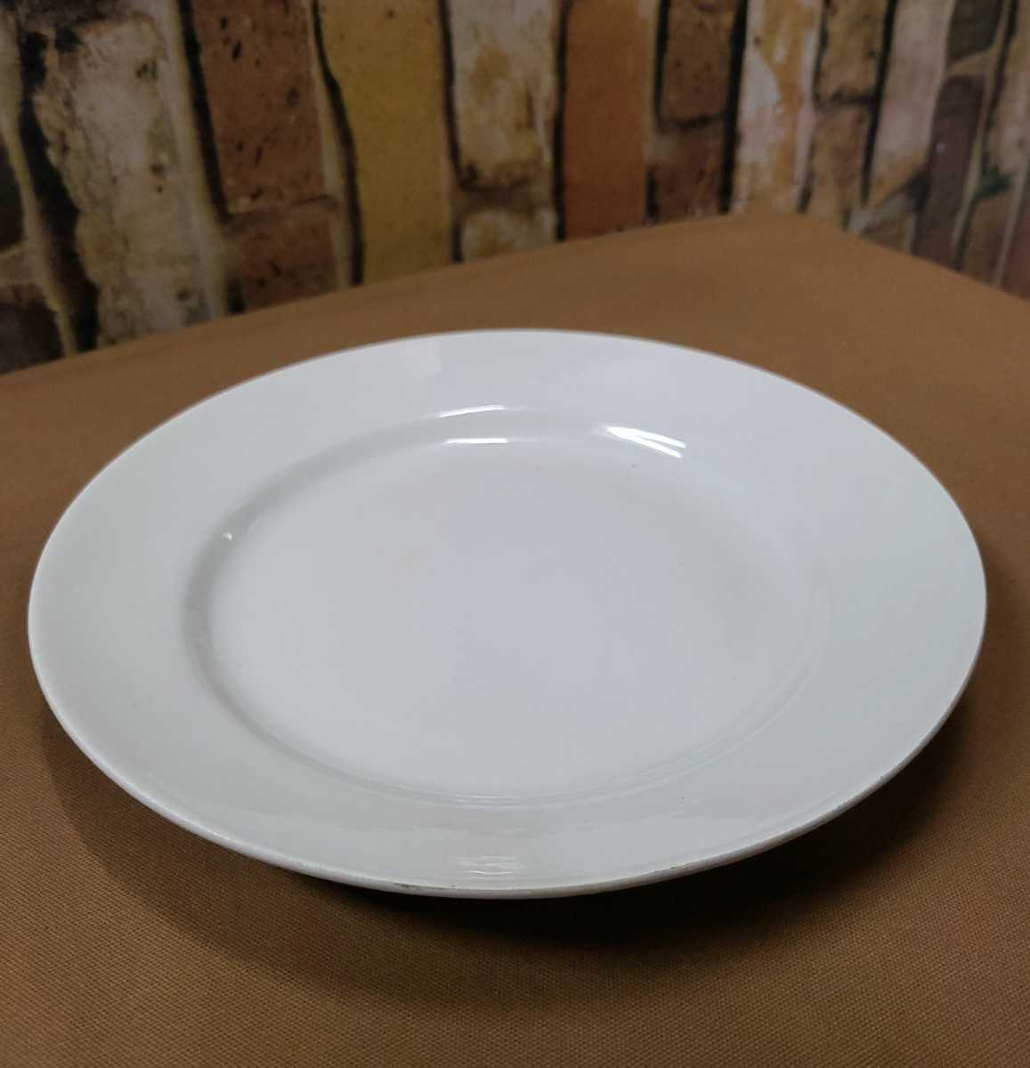 フランスアンティーク　クレイユモントロー プレーン皿 丸皿 白 皿 プレート　22×2.5cm　4 ブロカント 古道具