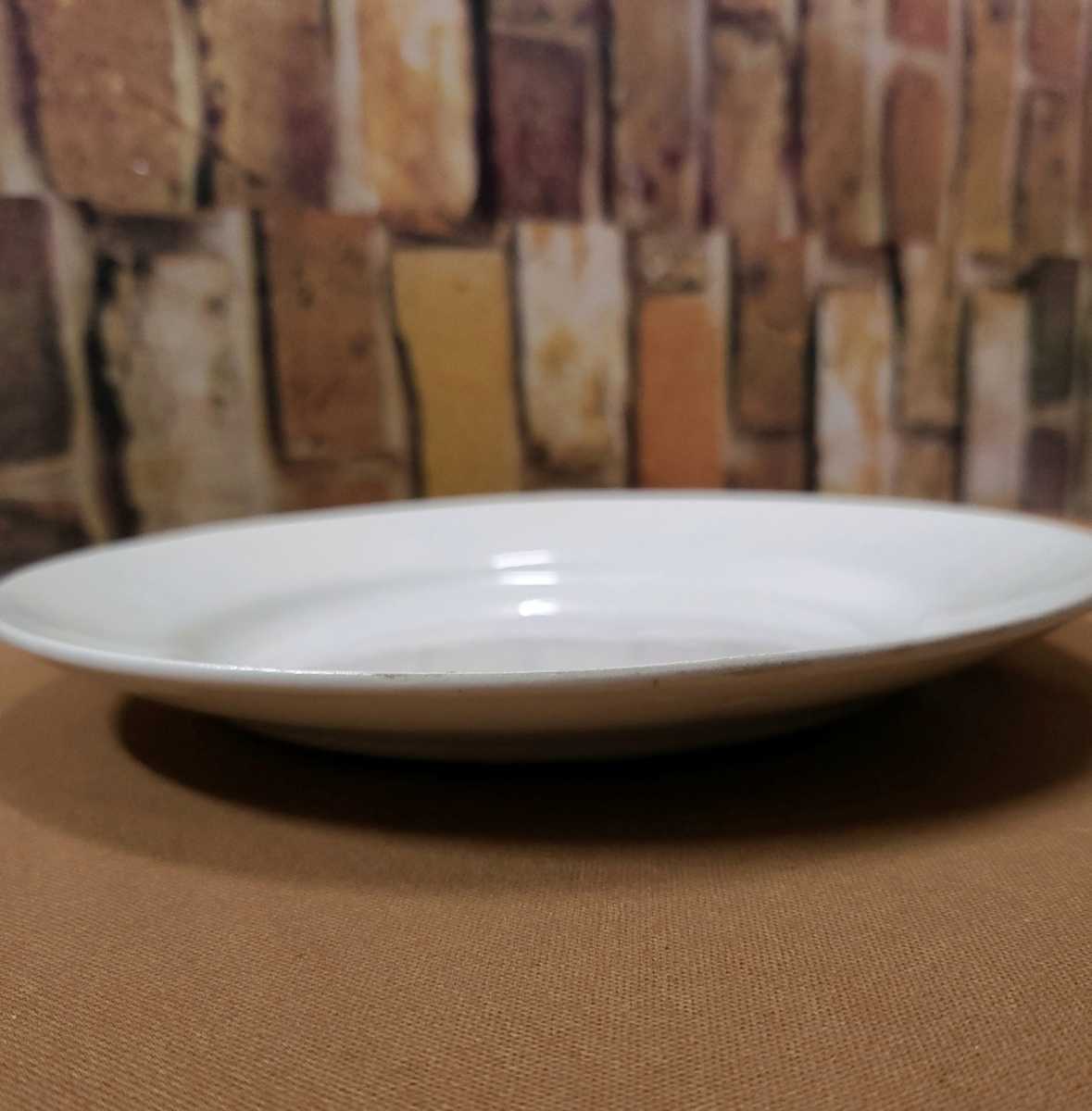 フランスアンティーク　クレイユモントロー プレーン皿 丸皿 白 皿 プレート　22×2.5cm　4 ブロカント 古道具