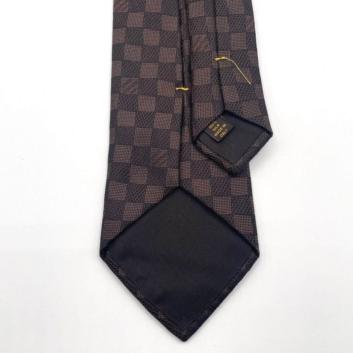 ★超人気柄★美品 Louis Vuitton ダミエパターン ネクタイ 茶色 極美品】 人気柄Louis Vuitton ダミエパターン ネクタイ 茶色
