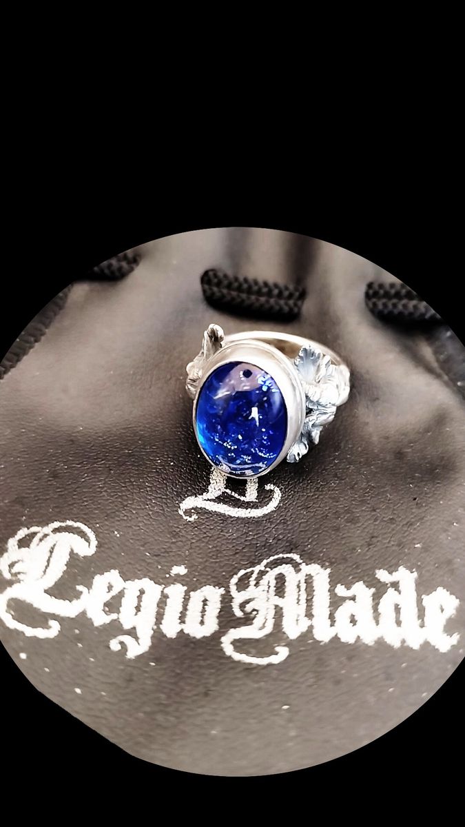 legiomade◎レギオメイド◎リング◎指輪◎約19号◎青い石◎山羊ヤギ シルバー925 SILVER925 高品質良品