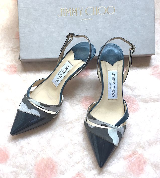 JIMMY CHOO ジミーチュウ★MARISE65・バックストラップ・パンプス・ネイビー系・サイズ35（22.0cm前後）★送料無料