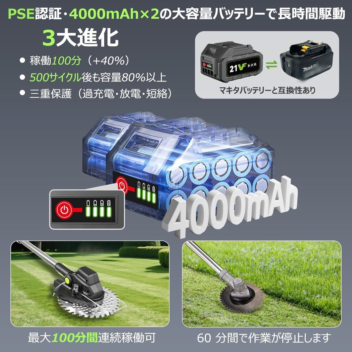充電式草刈り機 1台3役 熊本氏監修 21V コードレス 草刈機 両用補助輪 充電式草刈り機 1台3役 熊本氏監修 21V コードレス 草刈機 両用