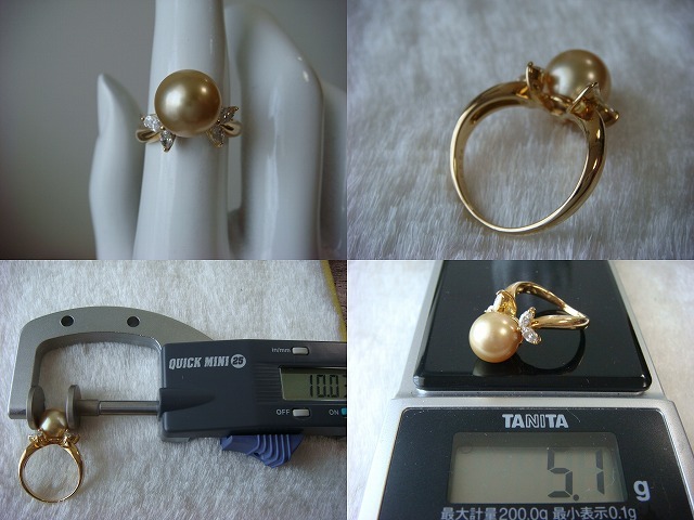 * pretty design Gold pearl & diamond K18 made *