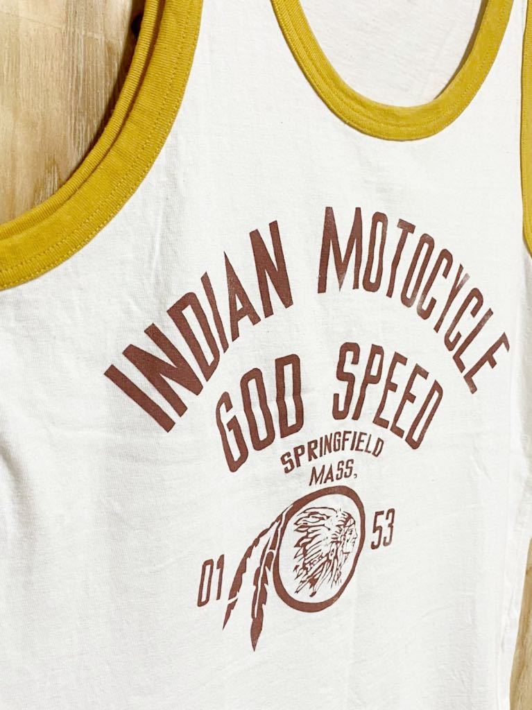 480●Indian Motorcycle●インディアンモーターサイクル タンクトップ ボーダー コットン100%M男女OK#AVIREXALPHAHARLEY-DAVIDSONRonHerman_画像5