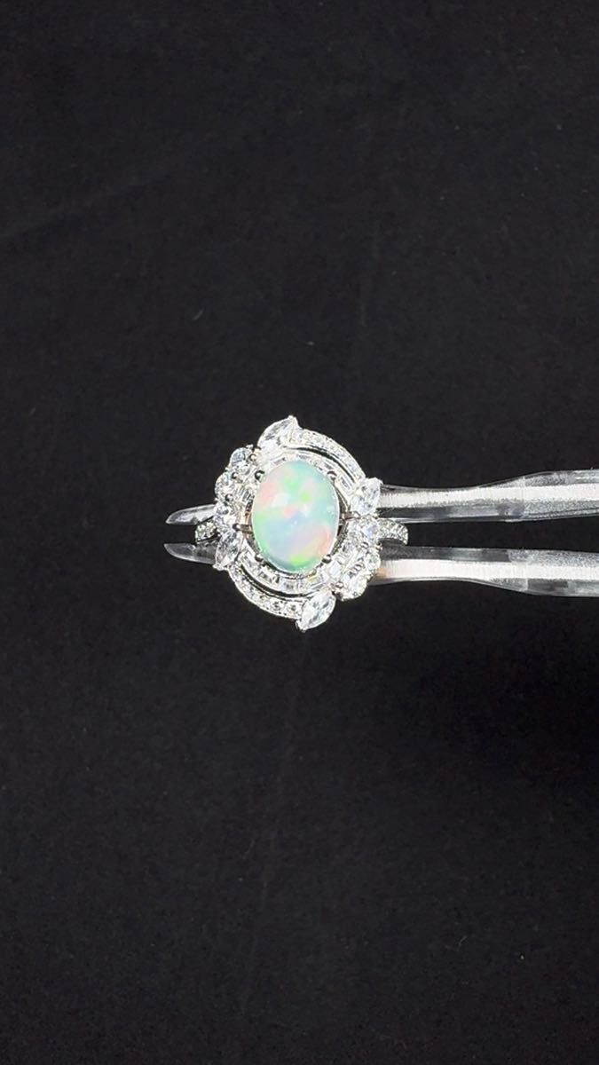 新作 天然石リング 高品質オパール 1.710ct 遊色綺麗 SV925 指輪 リング アクセサリー