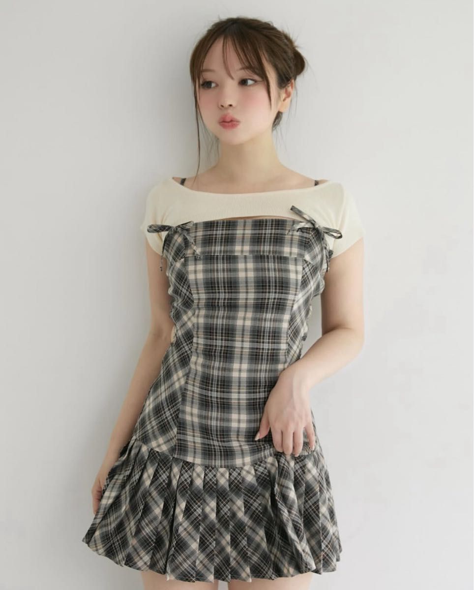 アンドマリー ANDMARY チェック柄プリーツミニスカート Sサイズ ANDMARY アンドマリー Karen check mini dress チェック