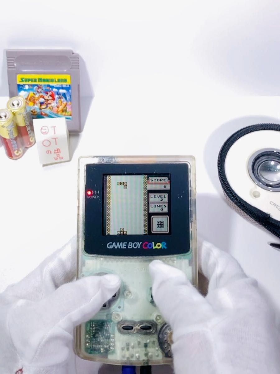 完動 ゲームボーイカラー クリア色本体×1 スーパーマリオランド×1本 新品電池2本付 CGB-001 GAMEBOY Color