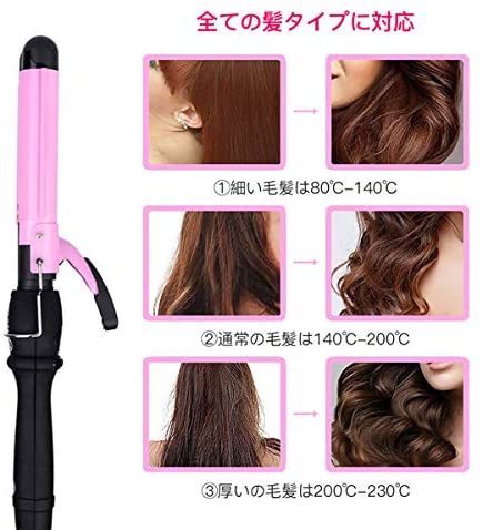 CkeyiN ヘアアイロン ウェーブ 3連 25mm 80℃~210℃ 16段階温度調節 LCD 急速加熱 耐熱手袋 セラミック プロ仕様