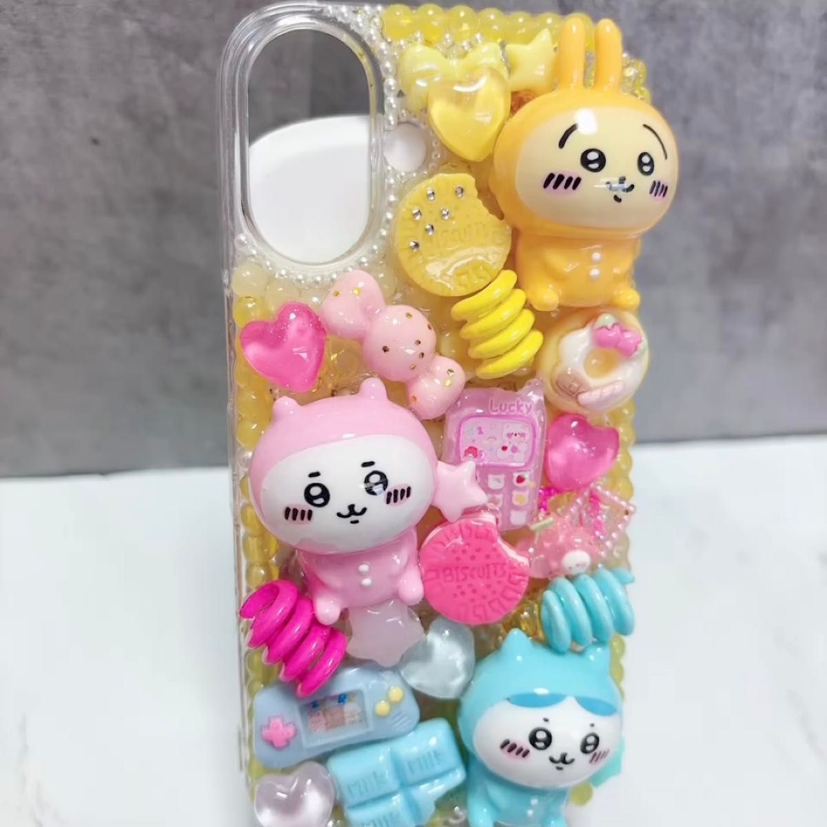 ちいかわ デコ電 iPhone16ケース ハード クリア