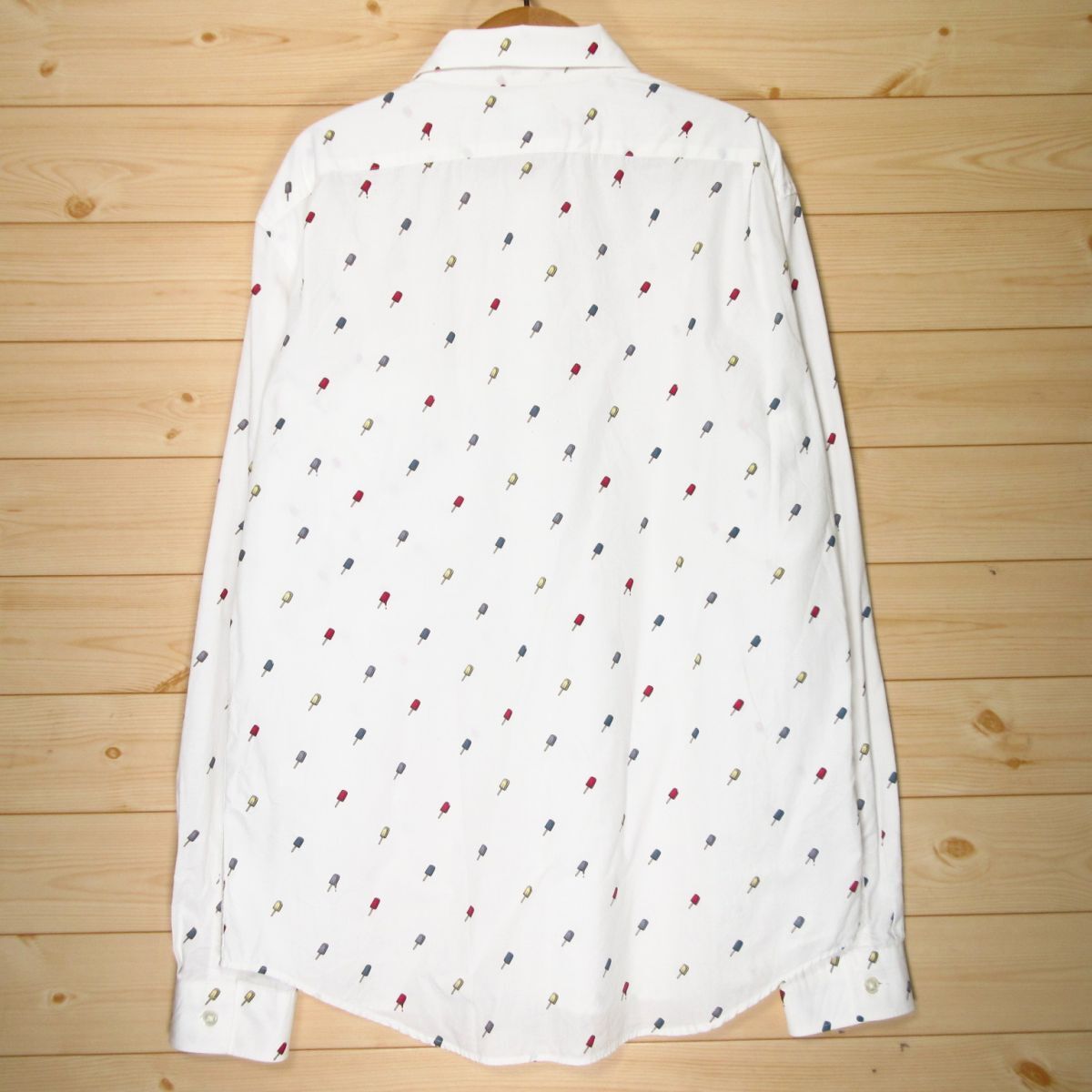 ◎使用少なめ！PS Paul Smith ポールスミス 総柄 シャツ アイス カジュアル キレイめ メンズ 白 Lサイズ◆AA3507