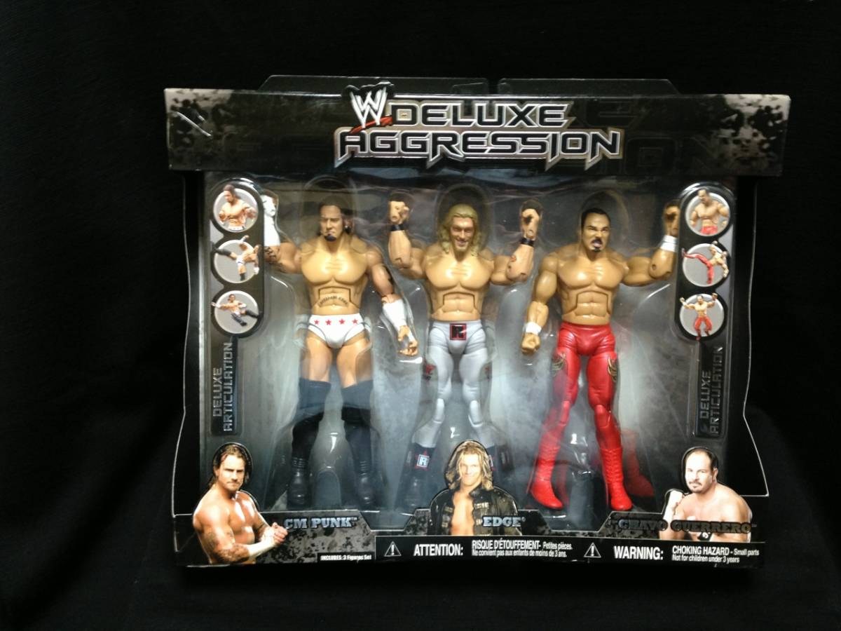 JAKKS：WWE Deluxe Aggression 3Pack Series 6 CMパンク、エッジ、チャボ・ゲレロ（未開封品）_画像1