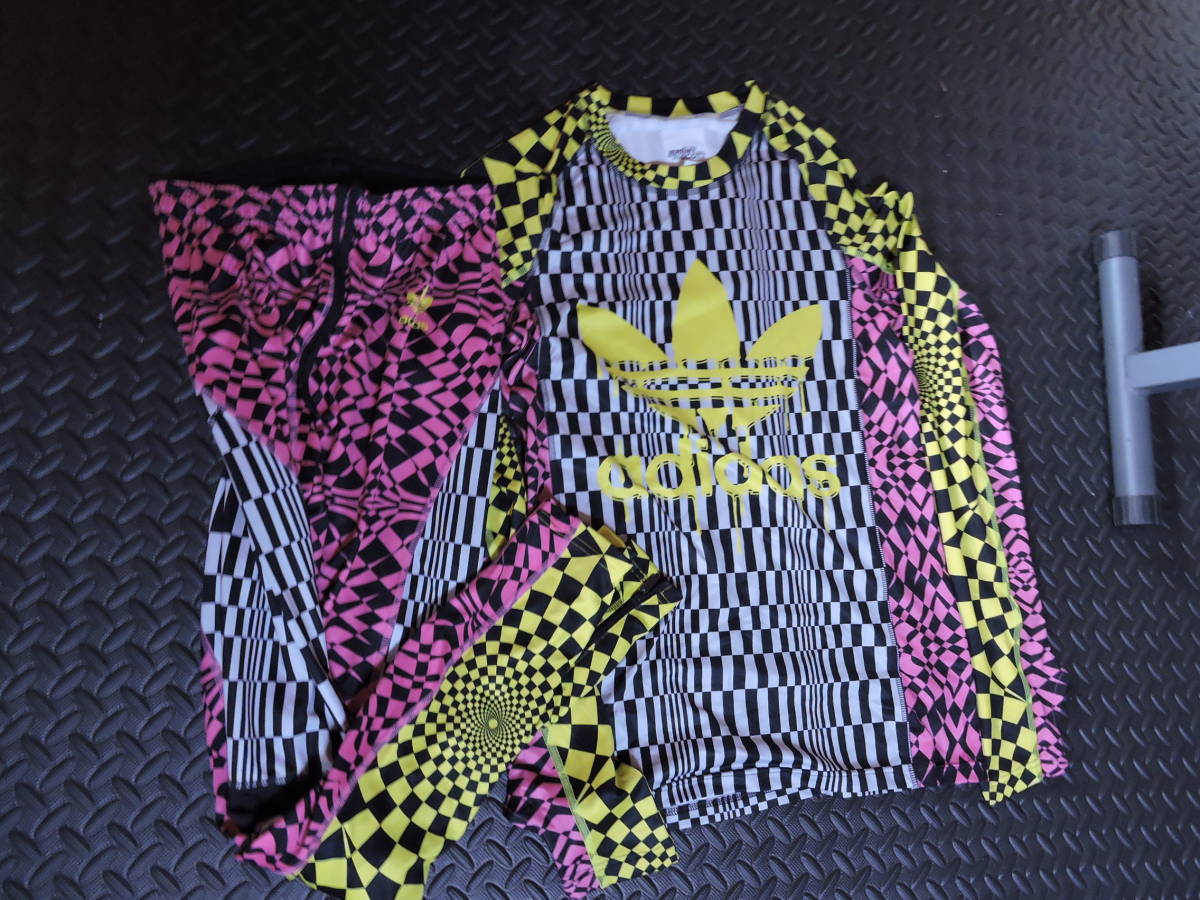 ★必見！adidas×JEREMY SCOTT 別注コラボ完売幾何学模様上下セット（0）アディダス×ジェレミースコット