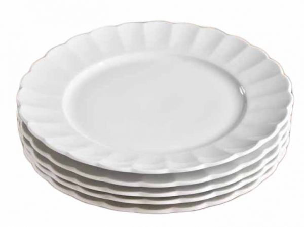 白さと強さと軽さが自慢！強さ3倍 5枚セット 白い食器】われにくい強化磁器 TIARA ティアラ ホワイト フリル　サラダ　ディナー皿　23ｃｍ_画像2
