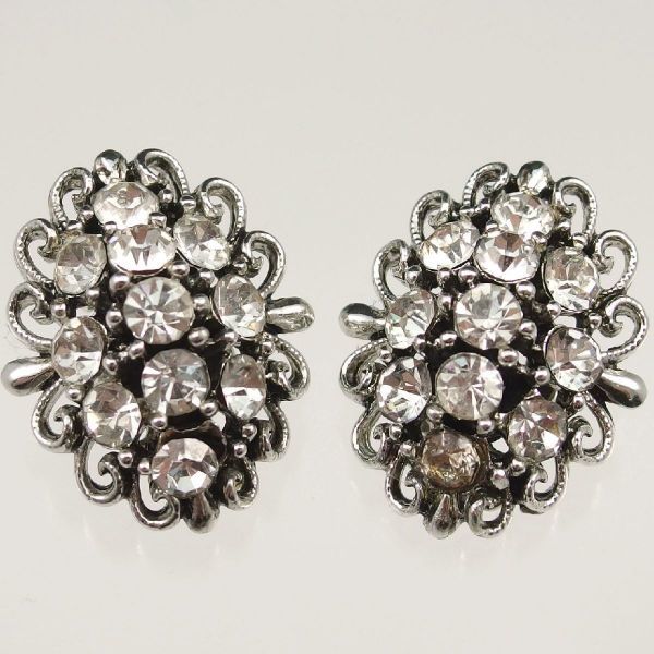 A2548* clear rhinestone . ornament ... Vintage earrings *