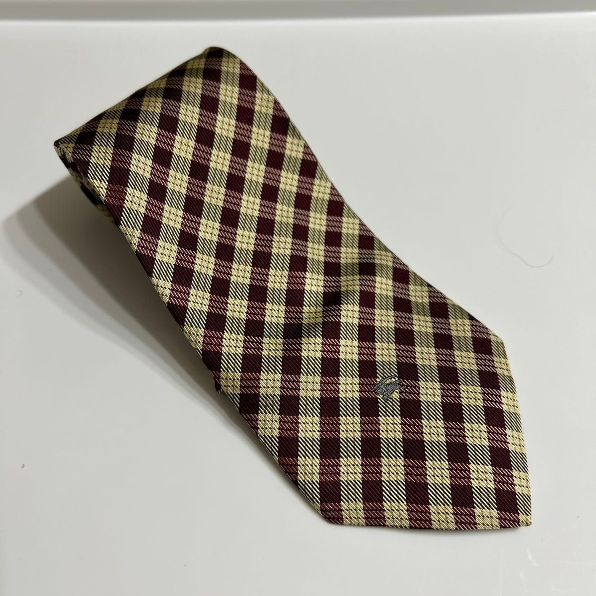 【美品】 バーバリーロンドン ネクタイ チェック柄 シルク ハイブランド 美品】Burberry LONDON バーバリー ロンドン シルク メンズ