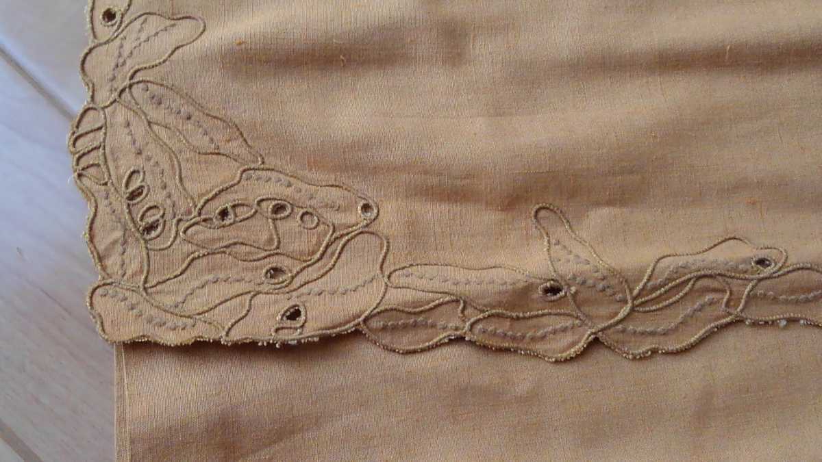 刺繍　麻　ラップスカート