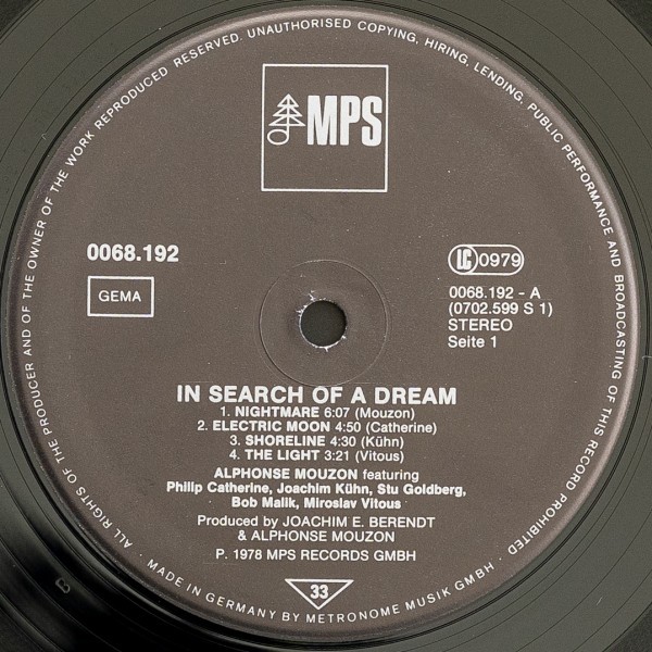 【独オリジナル】ALPHONSE MOUZON 美品 IN SEARCH OF A DREAM アルフォンスムザーン MPS ドラムブレイク MURO_画像4