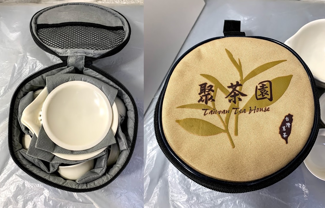 未使用美品 台湾銘茶 聚茶園 白磁 水墨蘭花紋 茶器8点 携帯便利収納ケース コレクション インテリア 長期自宅保管品_画像8