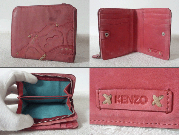 ヤフオク ケンゾー Kenzo レザー ピンク 花柄アップリケ ヤフオク ケンゾー Kenzo レザー ピンク 花柄アップリケ