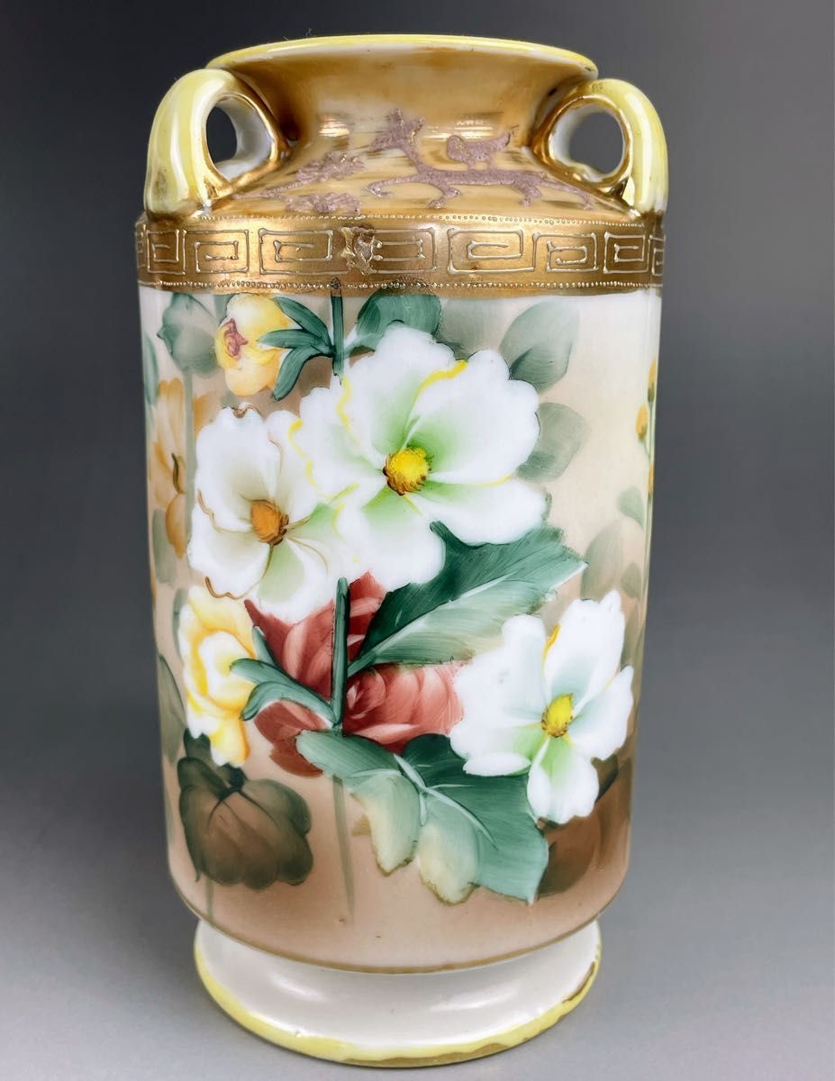 【希少】オールドノリタケ アールヌーボー 薔薇紋花瓶 モールド 金彩 ばら 希少】オールドノリタケ アールヌーボー 薔薇紋花瓶 モールド