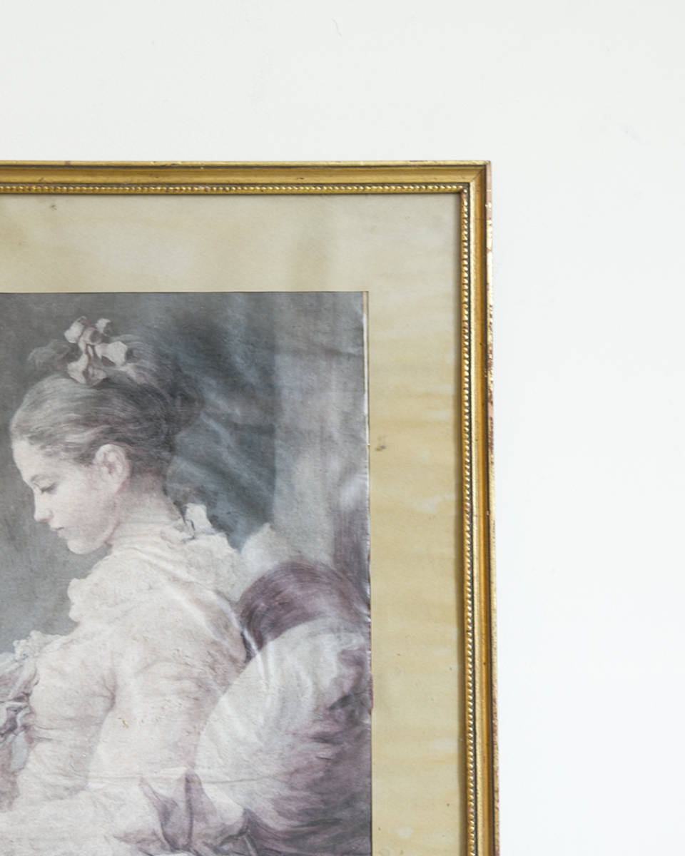 売却 フランスアンティーク 肖像写真 女の子 額装 アルビューメン