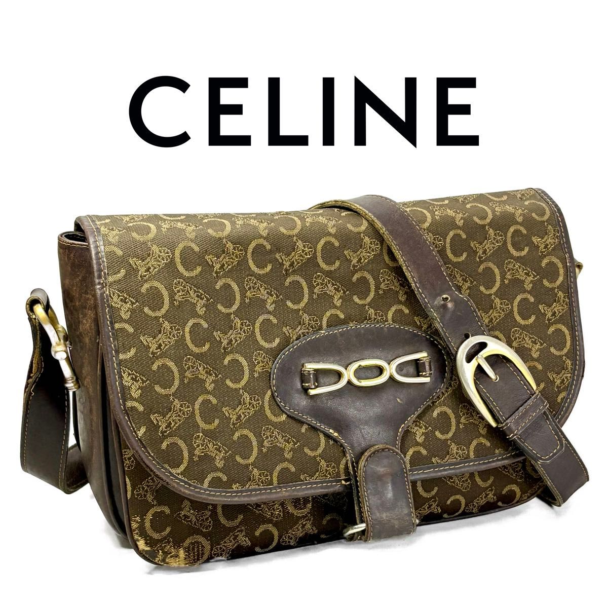 【CELINE】 セリーヌ 本革 ショルダーバッグ 馬車柄 Cマカダム 大人気 希少】 CELINE セリーヌ 馬車柄 Cマカダム柄 ショルダー