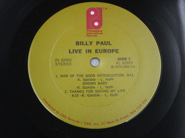 【SOUL LP】BILLY PAUL / LIVE IN EUROPE_画像2