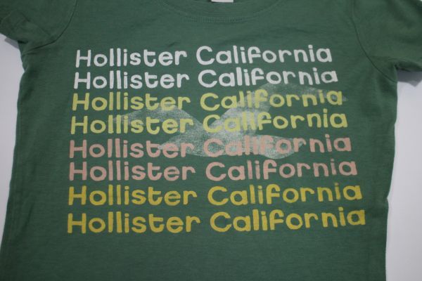 [ old clothes rare beautiful goods LADY\'S Hollister Surf California Logo print T-shirt yellow green XS]hollister surf California American Casual cheap exhibition for women 