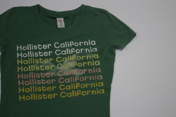 [ б/у одежда редкость прекрасный товар LADY\'S Hollister Surf California Logo принт футболка желтый зеленый XS]hollister surf California American Casual дешевый лот женский 
