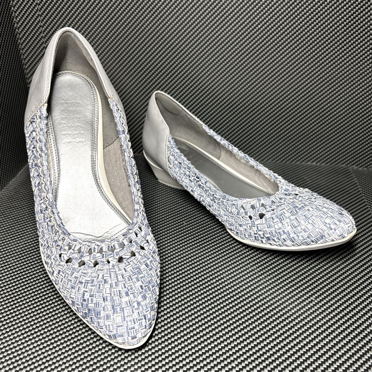 ★美品★フィットフィット パンプス 編み込み ネイビー/グレー 24cm