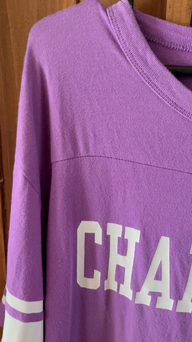 【大きめ】Champion ロゴTシャツ パープル XL 古着