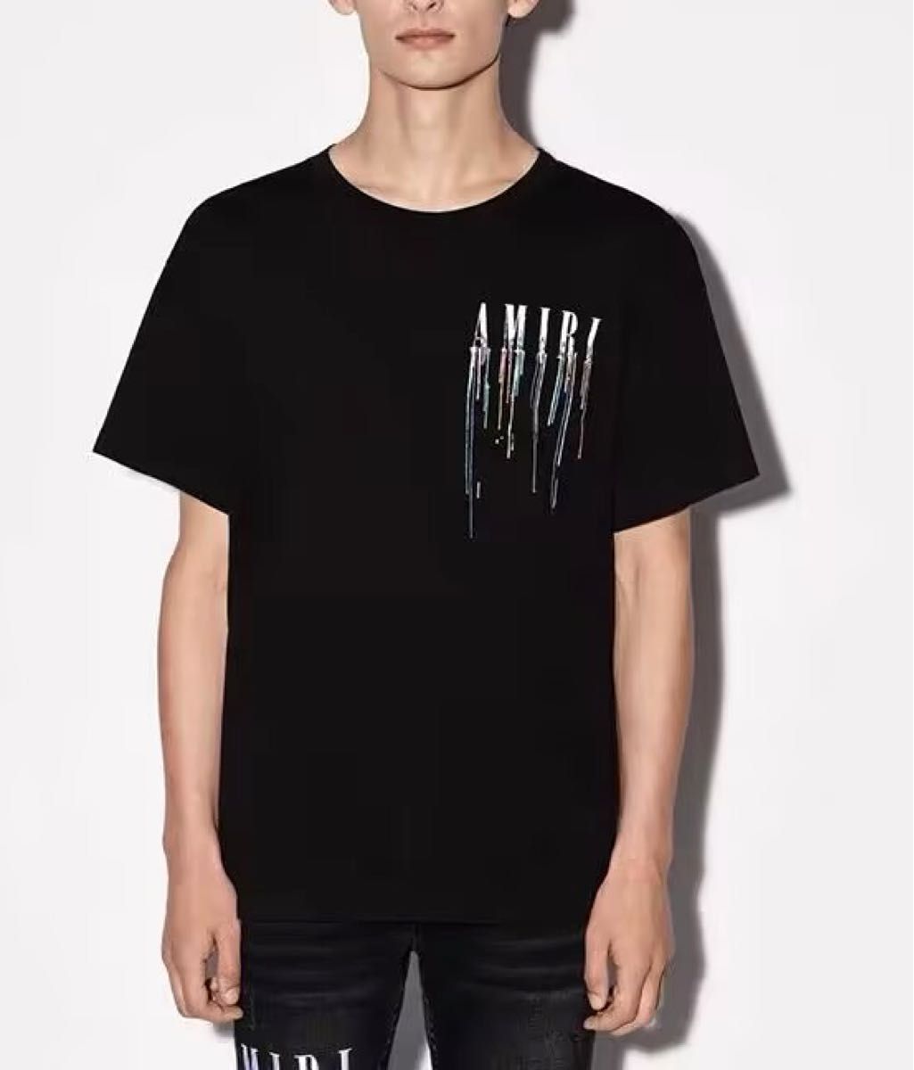 【AMIRI】アミリ ドリーマーズ クルーネック Tシャツ ブラック AMIRI アミリドリップ コラージュブラック Tシャツ 男女兼用