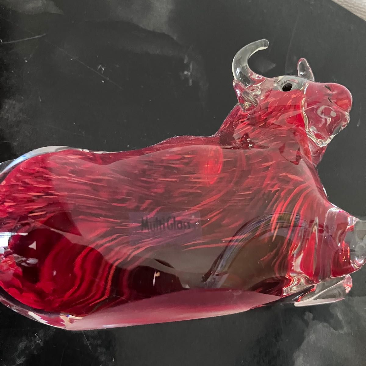 うし 牛 丑 干支 置物 ガラス 硝子 マルティグラス クリスタル マルティグラス Multi Glass 干支 ガラス置物 牛 丑 ウシ 赤べこ