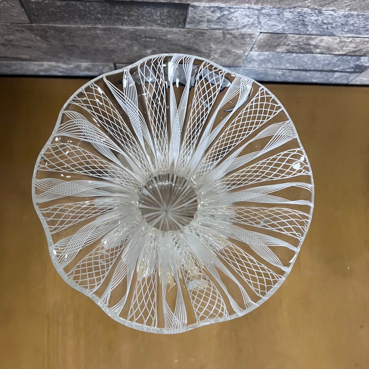 MURANO ムラーノ マーブル フリルフラワーベース 花瓶 ヴェネチアングラス ベネチアングラス murano ムラーノ ガラス 硝子細工 花瓶