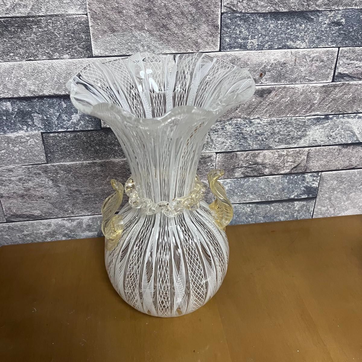 ムラノガラス murano レース 花瓶 ベネチアングラス murano ムラーノ ガラス 硝子細工 花瓶