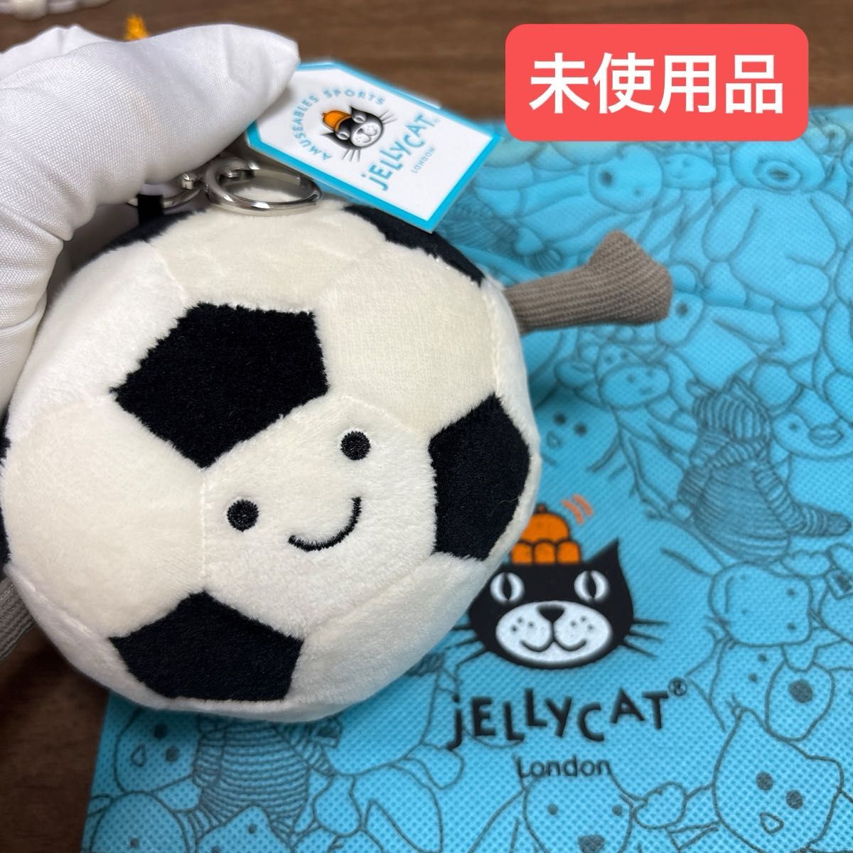 新品 ジェリーキャット サッカーボール ぬいぐるみ バッグチャーム 袋付 未使用品 ジェリーキャット サッカーボール バッグチャーム