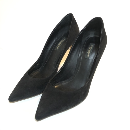 Dolce&Gabbana Dolce & Gabbana suede pumps 38 black regular price 8 ten thousand jpy rom and rear (before and after) 