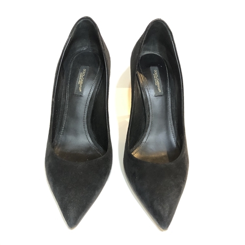 Dolce&Gabbana Dolce & Gabbana suede pumps 38 black regular price 8 ten thousand jpy rom and rear (before and after) 