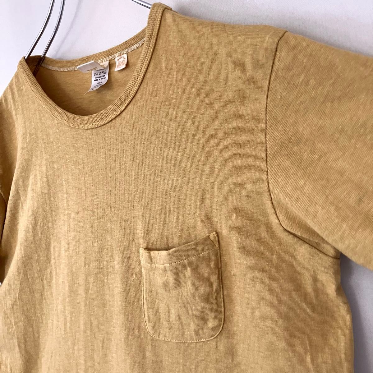BARNS OUTFITTERS/バーンズ★吊り編みTシャツ/ポケット付★シングルステッチ★MADE IN JAPAN★メンズL